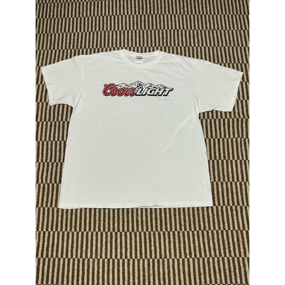 Vintage Coors Light Beer T Shirt Mens XL White Graphic Logo Tee Y2K